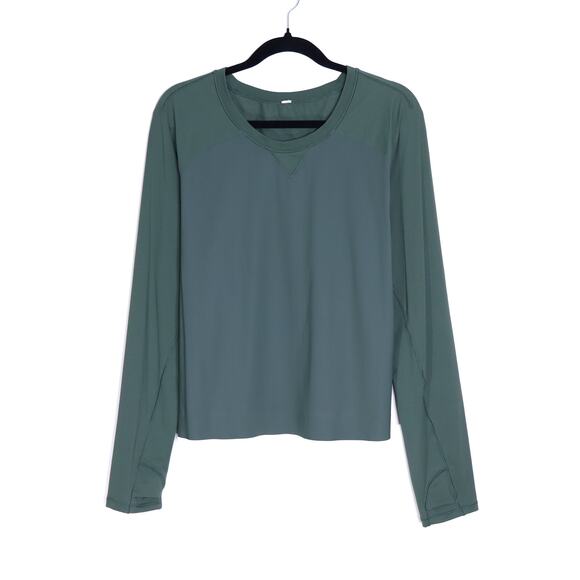 LULULEMON Another Lap Strong Long Sleeve Dark Forest Cropped Active Women's 10 - Picture 1 of 6